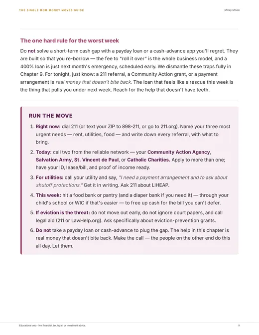 A RUN THE MOVE box: the exact steps, in order